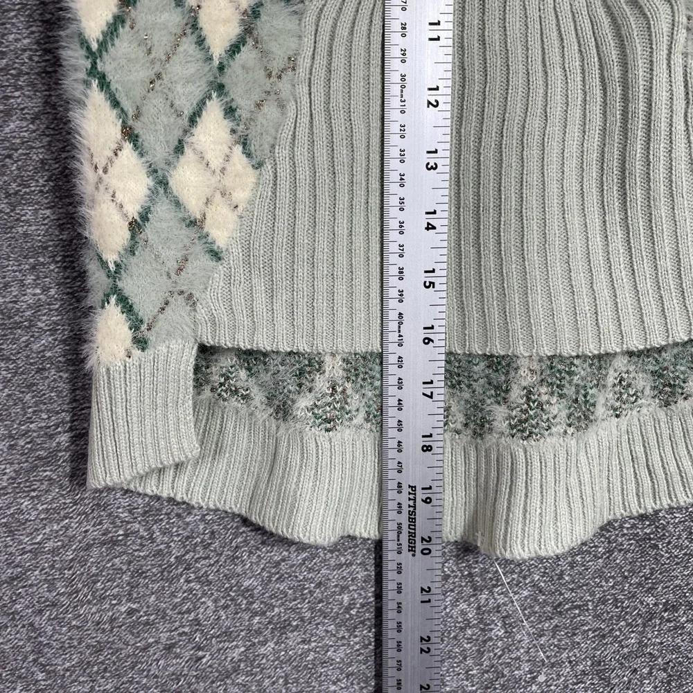 Merry Makings Petco Mint Argyle Dog Sweater XL Holiday Metallic Knit HLDY-MINT